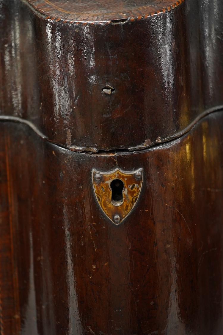 A pair of George III mahogany knife boxes, one with original interior, 34.5cm